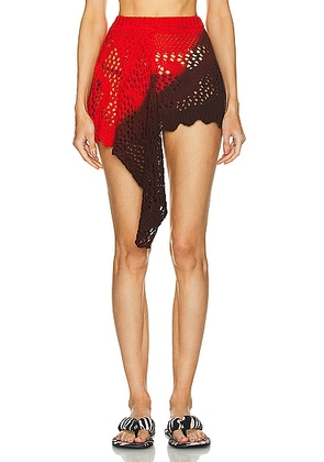 THE ATTICO Mis Dyed Yarn Mini Skirt in Red  Fuchsia  & Wine - Red. Size 38 (also in ).
