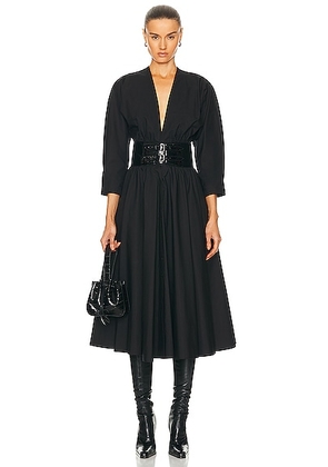 ALAÏA Long Sleeve Belt Dress in Noir - Black. Size 36 (also in ).