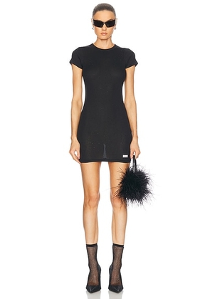 Alexander Wang Crystal Hotfix Short Sleeve Crewneck Dress in Black - Black. Size S (also in ).