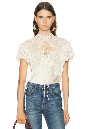 Chloe Lace Top in Pristine White - Ivory. Size 38 (also in ).