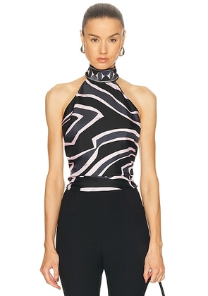 Emilio Pucci Halter Top in Black & Pink - Black,Rose. Size all.