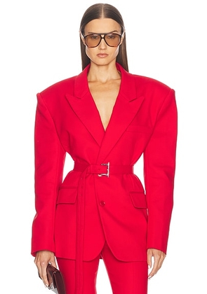 Helsa The Belted Blazer in Lipstick Red - Red. Size S (also in ).