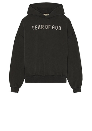 Fear of God French Terry Overlapped Grey Print Logo Hoodie in Black - Charcoal. Size S (also in ).