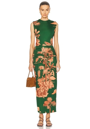 Johanna Ortiz Finding The Way Ankle Dress in Green & Pink - Green. Size 6 (also in ).