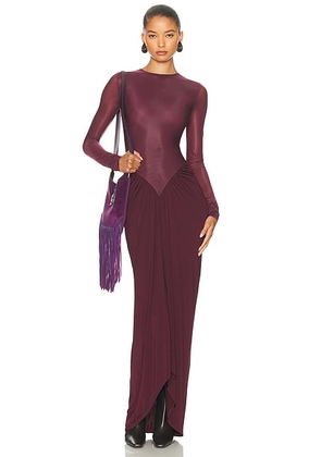 Helsa The Margot Dress in Merlot - Wine. Size S (also in ).