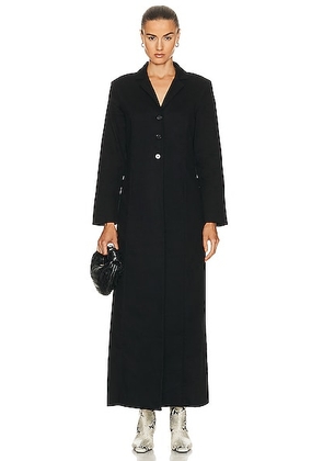 NOUR HAMMOUR Lydia Stretch Denim Fit & Flare Coat in Black - Black. Size 36 (also in ).