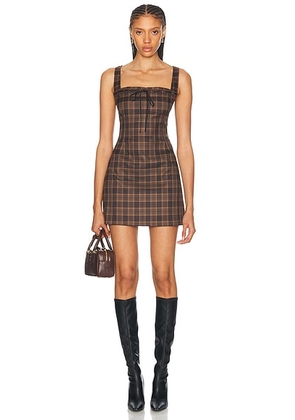Miaou Laced Ginger Dress in Plaid Brown - Brown. Size S (also in ).