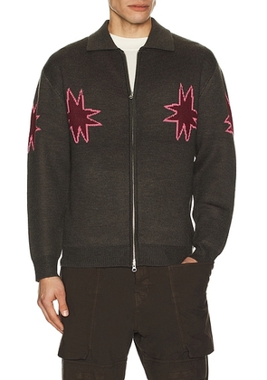 Metalwood Studio Kiki Zip Knit Long Sleeve Polo in Graphite - Grey. Size S (also in ).