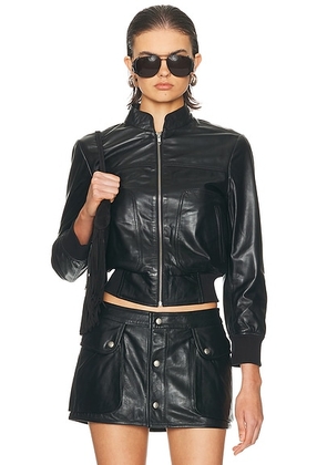 R13 Shrunken Leather Jacket in Black - Black. Size L (also in ).