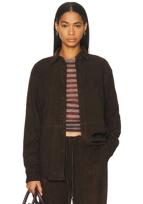 SPRWMN Elise Button Up Top in Americano - Chocolate. Size L (also in M, XS).