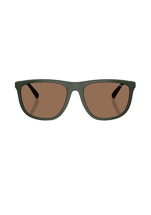 Polo Ralph Lauren Sunglasses in Matte Dark Green & Dark Brown - Dark Green. Size all.