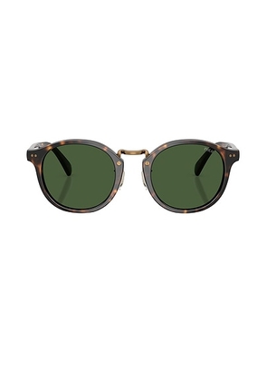 Polo Ralph Lauren Circular Sunglasses in Shiny Dark Havana $ Bottle Green - Brown. Size all.