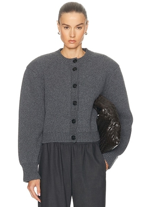 Rohe Knitted Statement Padded Cardigan in Mid Grey Melange - Grey. Size 36 (also in ).