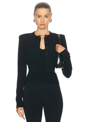 WARDROBE.NYC Cropped Cardigan With Shoulder Pads in Black - Black. Size M (also in ).