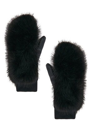 Perfect Moment Faux Fur Mittens in Black - Black. Size all.