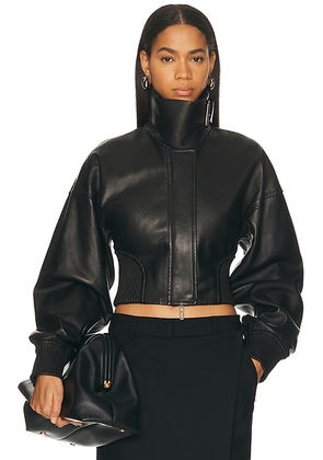 Sportmax Ossido Leather Jacket in Black - Black. Size 0 (also in ).