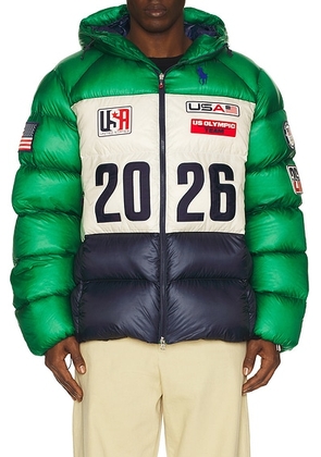 Polo Ralph Lauren Winter Olympics Ripstop Jacket in Billiard Multi - Green. Size L (also in XL/1X, XXL/2X).