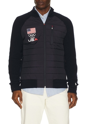 Polo Ralph Lauren Winter Olympics Nylon Sweater Full Zip in Refined Navy - Navy. Size L (also in M, S, XL/1X, XXL/2X).