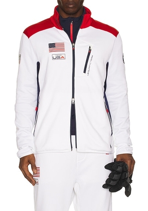Polo Ralph Lauren Winter Olympics Zip Up Sweatshirt in Ceramic White Multi - White. Size L (also in XL/1X, XXL/2X).