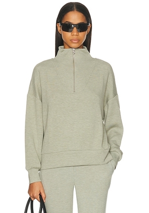 Varley Hawley Half Zip Sweatshirt in Shadow Marl - Sage. Size L (also in M, S, XS).