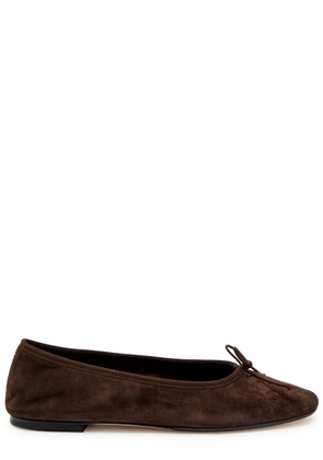 Aeyde Tiby Kid Bow-appliquéd Suede Ballet Flats - Brown - 36 (IT36/ UK3)