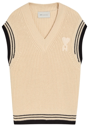 Ami Paris Logo-appliquéd Wool-blend Vest - Cream - XL