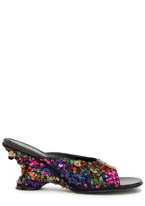 Dries Van Noten 75 Embellished Satin Mules - Multicoloured - 39 (IT39 / UK6)