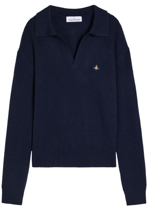 Vivienne Westwood Logo-embroidered Wool and Cashmere-blend Polo Jumper - Navy - L