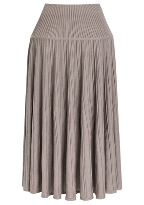 Alaïa Crinoline Ribbed Structured Wool-blend Midi Skirt - Grey - 38 (UK10 / S)
