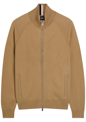 Boss Fine-knit Cotton and Wool-blend Cardigan - Khaki - L