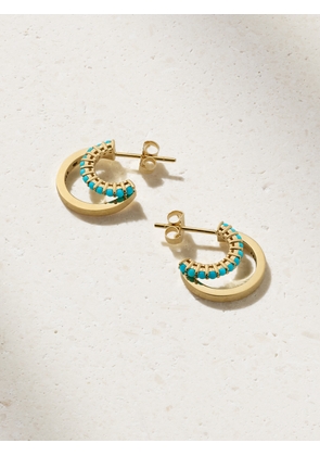 Jennifer Meyer - Mini Double 18-karat Gold Turquoise Hoop Earrings - One size