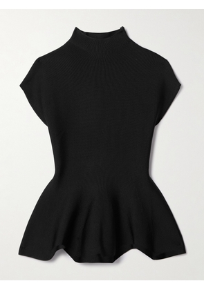 KHAITE - Andra Stretch-knit Turtleneck Peplum Top - Black - x small,small,medium,large