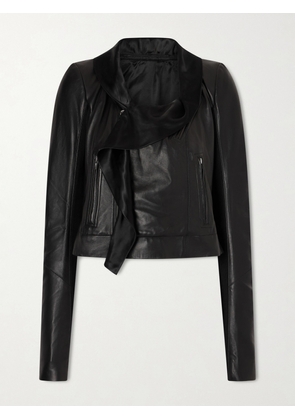 Rick Owens - Satin Twill-trimmed Leather Jacket - Black - IT38,IT40,IT42,IT44,IT46,IT48