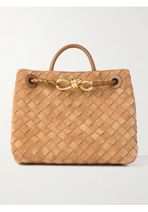 Bottega Veneta - Andiamo Small Intrecciato Suede Tote - Brown - One size