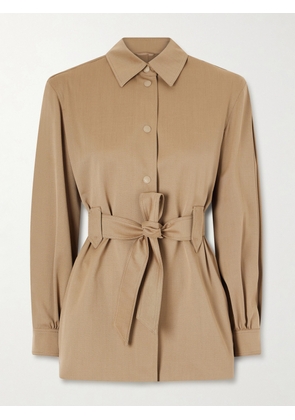Max Mara - Belted Wool-twill Jacket - Brown - UK 4,UK 6,UK 8,UK 10,UK 12,UK 14,UK 16