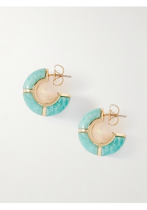 Lizzie Fortunato - Zellige Gold-plated Amazonite Hoop Earrings - Blue - One size