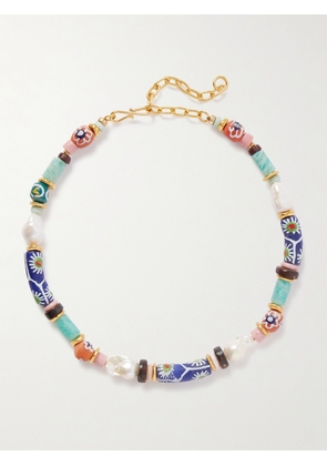Lizzie Fortunato - Souvenir Gold-plated, Multi-stone And Bone Beaded Necklace - One size