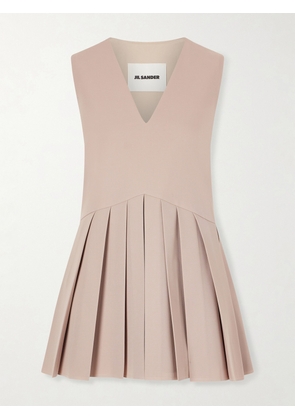 Jil Sander - Pleated Wool-twill Top - Neutrals - FR 34,FR 36,FR 38,FR 40