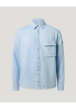 Belstaff Scale Shirt Men's Garment Dyed Linen Sky Blue Size 3XL
