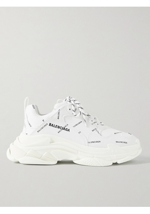 Balenciaga - Triple S Logo-Print Faux Leather Sneakers - Men - White - EU 39