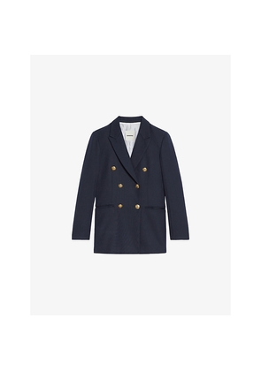 Womens Sandro Double-Breasted Stretch-Crepe Blazer