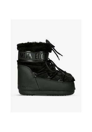 Womens Moon Boot Icon Low Logo-Print Faux-Fur Snow Boots