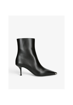 Womens Mcqueen Toe-Cap Leather Heeled Ankle Boots