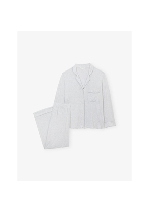 Womens The White Company Sparkle-Piping Relaxed-Fit Jersey Pyjamas Set