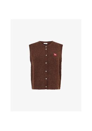 Womens American Vintage Button-Through Knitted Alpaca-Blend Vest