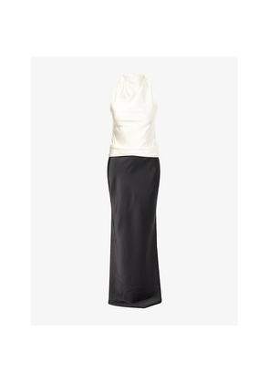 Womens Anna October Ayla Halter-Neck Satin Maxi Dress