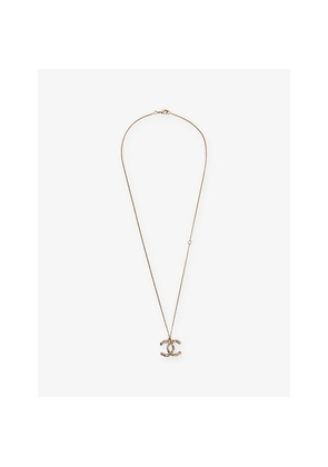 Womens Reselfridges Pre-Loved Chanel Gold-Plated CC Rhinestone Pendant Necklace