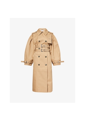 Womens Ganni Double-Belted Midi Cotton Trench Coat