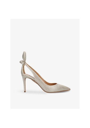 Womens Aquazzura Bow Tie Suede Heeled Pumps
