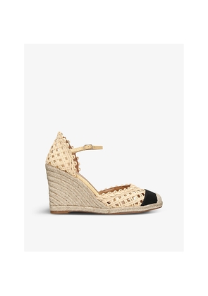 Womens Aquazzura Sunburst Canvas Wedge Sandals